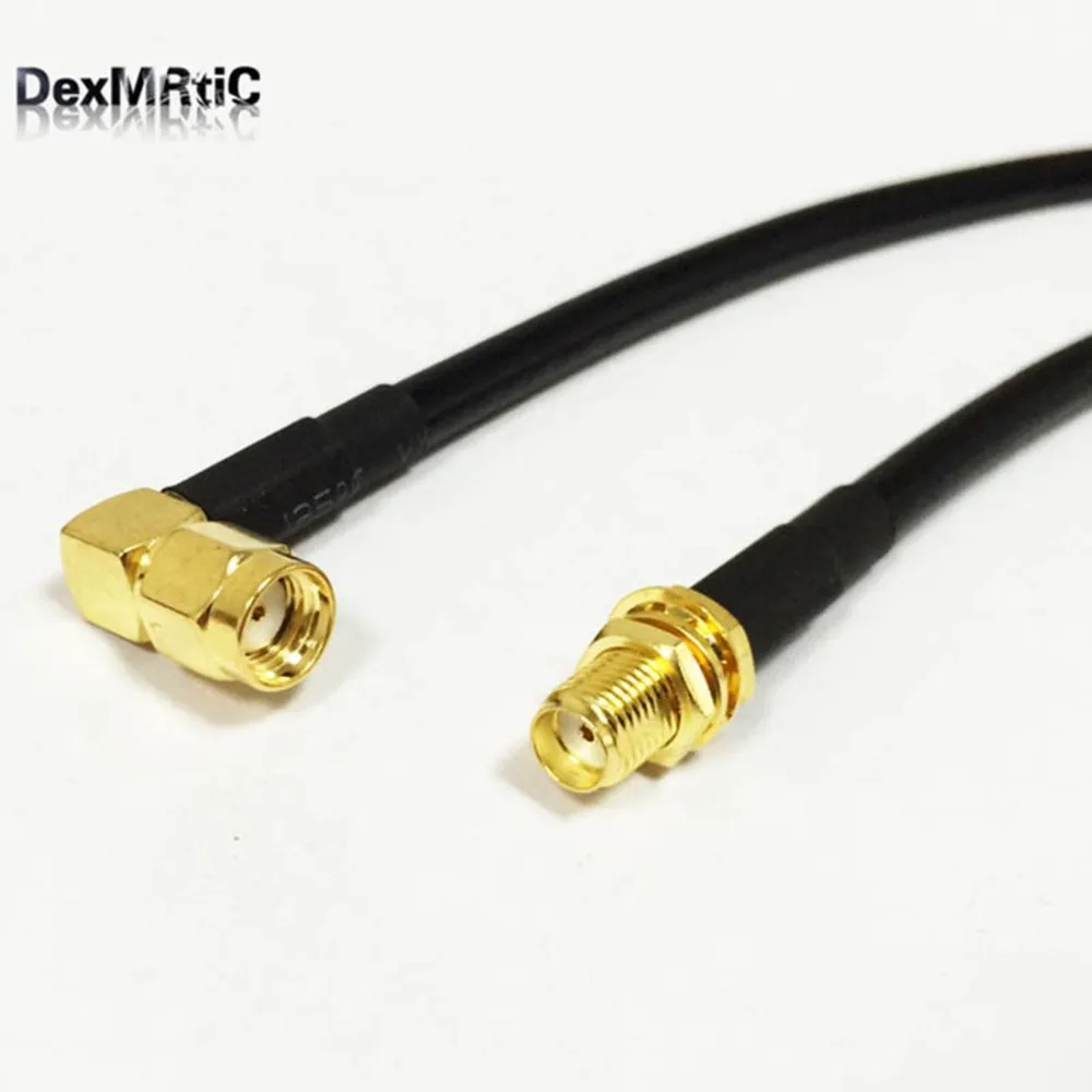 

1PC New SMA Female Jack nut To RP-SMA Male Plug Right Angle Connector RF cable RG58 Wholesale Fast Ship 50CM 20" Adapter