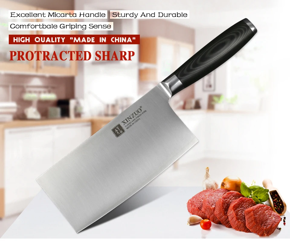 XINZUO 7 ''разделочный нож, 3 слоя 440C, кованый кухонный нож из нержавеющей стали, большой нож, китайские поварские ножи, кухонная утварь