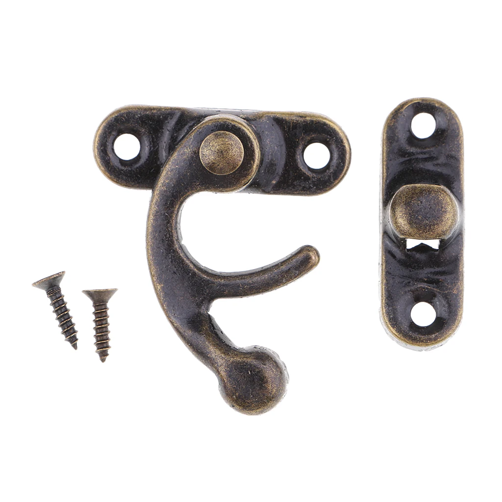 20 Sets Antique Decorative Cabinet Jewelry Box Wooden Box Hasp Latch Hook Lock Clasp Fasteners With Screws for Gift Box Luggage