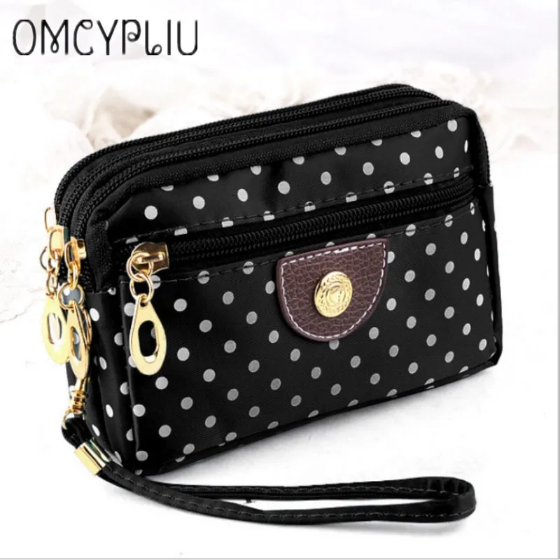 

OMCYPLIU 2019 New Canvas Bag Handbag Female Dollar Price Three Zipper Multi-layer Women Wallet Hand Bag Small Mobile Phone Purse