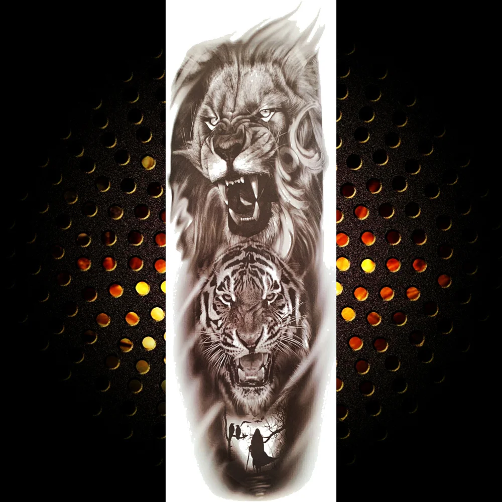 BAOFULI, сексуальные Временные татуировки для мужчин и женщин, с изображением розы, тигра, длинный размер, хна, тело, ноги, искусство, поддельные татуировки, наклейка - Цвет: BTQB074