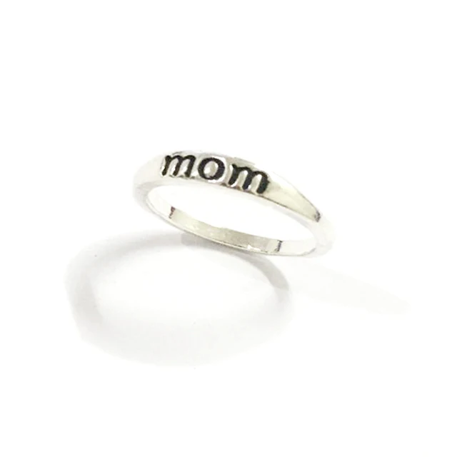 Classic Silver Color Ring Jewelry Letter Print Mom Ring for Women Clear Fashion Classic Silver Color Ring Jewelry Letter Print Mom Ring for Women Clear Fashion