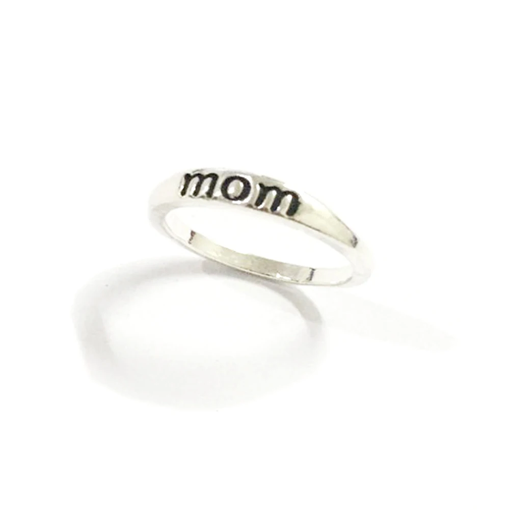 Classic font b Silver b font Color font b Ring b font Jewelry Letter Print Mom