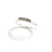 Classic Silver Color Ring Jewelry Letter Print Mom Ring for Women Clear Fashion Jewelry Gift Ring