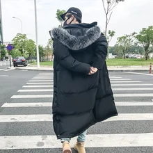 2017 Winter Brand Coat Men Fashion Fox Fur Cap Thickening Long Loose High-quality Snow Jackets Casual Warm Parka S-2xl
