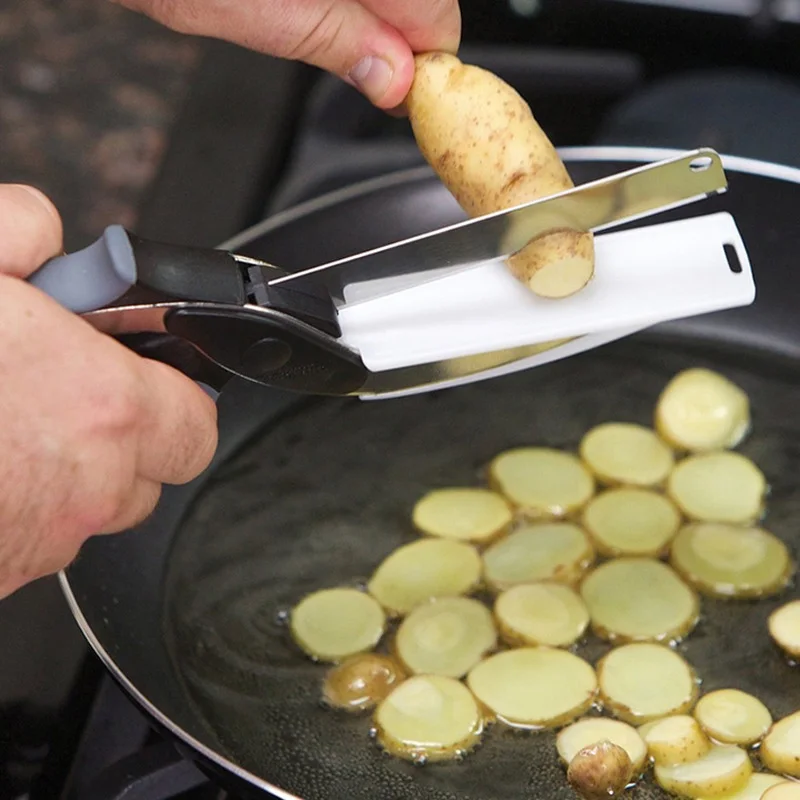 2 в 1 Кухонные ножи кухонные ножницы для мяса нож и доска из нержавеющей стали кухонный нож Мясо картофель сыр, овощи резак