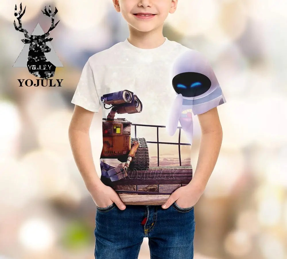 YOJULY Robot WALL. E/футболка с 3d принтом для мальчиков и девочек-подростков детская Милая футболка с короткими рукавами Топы, детская одежда лето A111 - Цвет: 4
