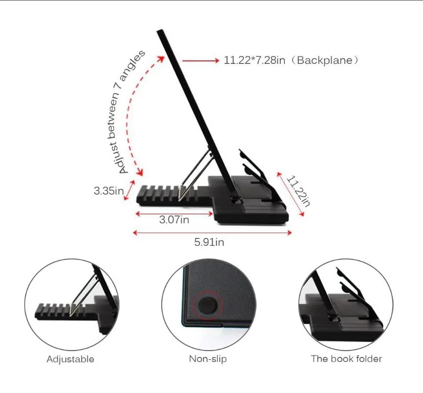 Подставка для книг для ноутбука/iPad/кулинарная книга/музыка/Подставка для книг и бумаг подставка для чтения с 7 регулируемыми позициями