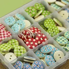500 шт 15 мм 5/" окрашенные в горошек и деревенские пледы разные деревянные пуговицы 2 отверстия Пришивные пуговицы