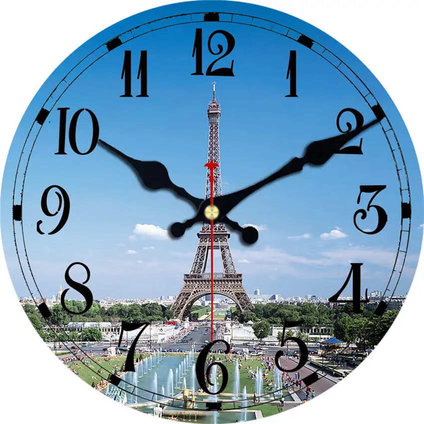 WONZOM корабль парусный спорт современный стиль деревянные картонные часы, круглые Настенные часы для домашнего декора гостиной не тикающий звук 6-16 дюймов - Цвет: Tower Wall Clock 12