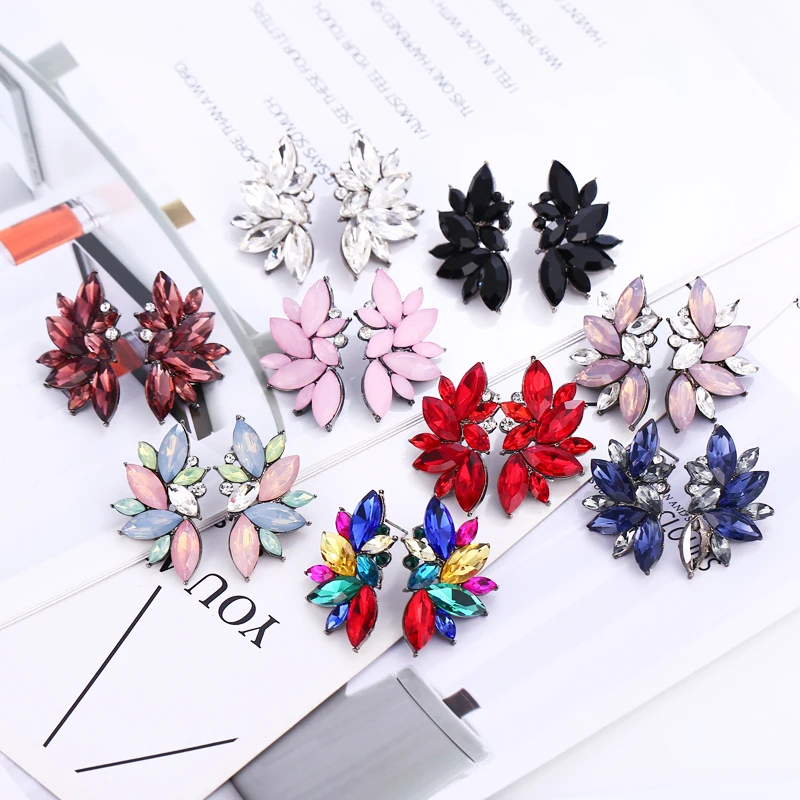 

Bohopan Fashion Multi-layer Colorful Rhinestones Earrings Elegant Dangle Earrings For Women Luxury Wedding Party Drop Earrings