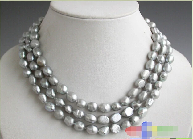 

Free shipping >>>>>>P2862 50" 12mm gray baroque freshwater cultured pearl necklace