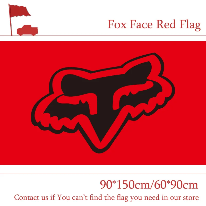 

Free shipping 90*150cm/60*90cm Fox Face Red Flag For Car Show Bar Party Banner