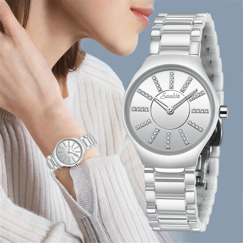 Для женщин часы Элитный бренд стиль 2019 SUNKTA модное платье браслет бриллиантовый для женщин s часы Лидирующий бренд женские наручные часы +