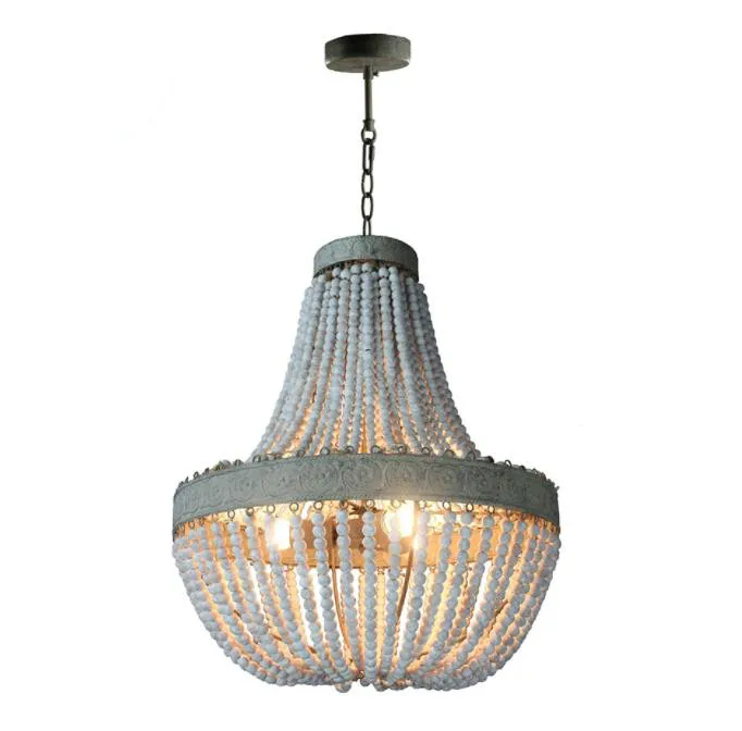 

Retro loft vintage rustic round wooden beads pendant lamp E27 led hanging lamp decor lights modern for living room hotel kitchen