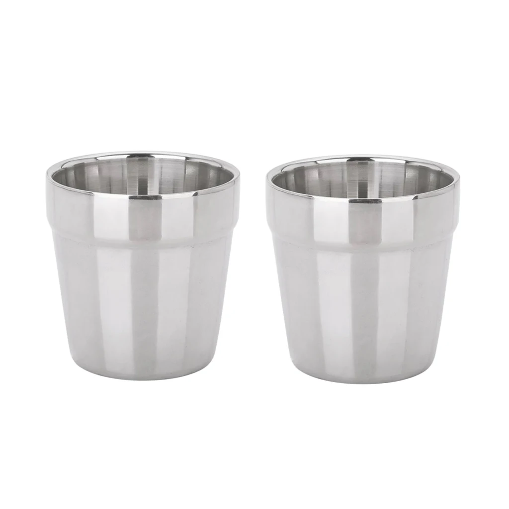 2pcs Stainless Steel Camping Travel Insulated Tumbler Cup Coffee Beer Mug kids Unbreakable Cup 180ml