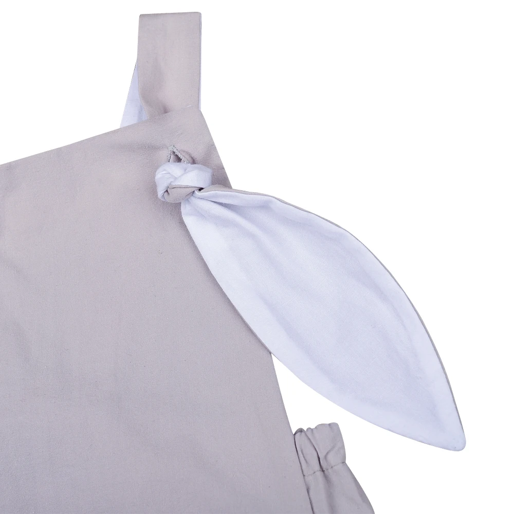 Harga Lucu Onesie Bayi Telinga Kelinci Lucu Tanpa Lengan Backless Abu abu Perban Bodysuit Cukup 6 9 12 18 Bulan Bayi perempuan Pakaian musim panas