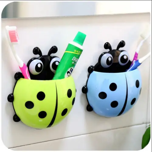

1PCS New Fashion Cute For Kids Cartoon Sucker Toothbrush Holder Ladybug Bathroom Gift Storage Accessories