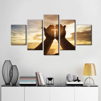 

Jesus Hands Resurrected Paintings House Decor Living Room Catholic Pictures 5Pcs Wall Art Modern Artwork Giclee Printing