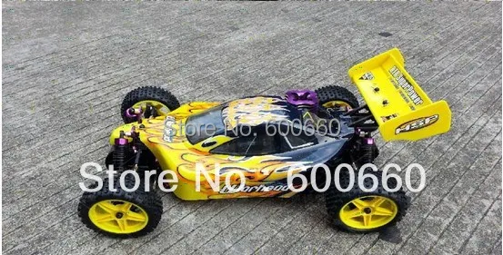 

Free shipping HSP 2.4G Howitzer 1/10 SCALE Nitro Powered 4WD RTR Off-road Buggy + FS GT2 radio set Model 94106