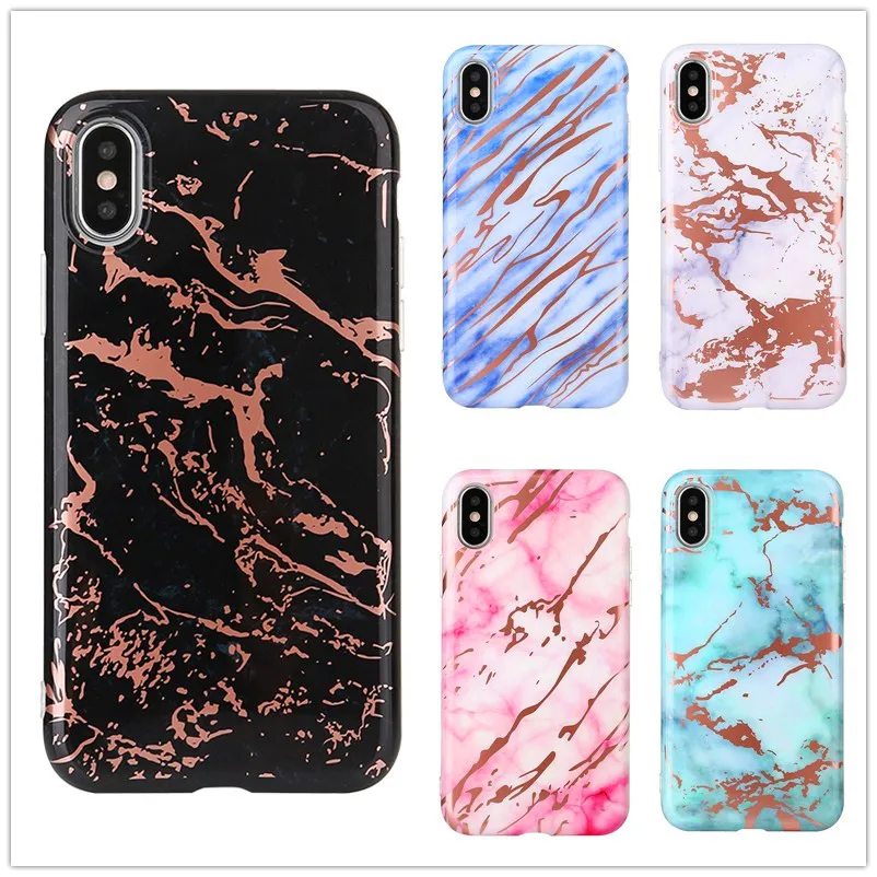 

Bronzing Glossy Marble Veins Dreamlike Phone Case For iPhone X Xs max XR 6 6S 7 8 Plus Cases Luxury slicone 7plus Cover Funda