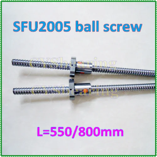 Zero Backlash Rolled guide Ball screw SFU2005 L 550mm / 800mm with 2005