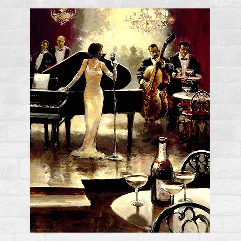 

Full Embroidered Living Room Decoration Home Arts Crafts DIY 5D Diamond Painting Resin Square Diamonds Music Concert