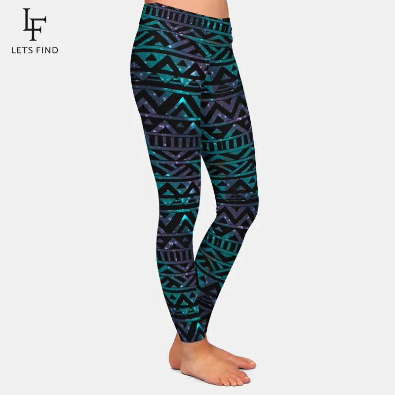 tiktok leggings amazon LETSFIND Brands Summer Women Black Leggings Aztec Printing Sexy High Waist High Elastic Milk Silk Plus Size Fitness Leggings amazon leggings