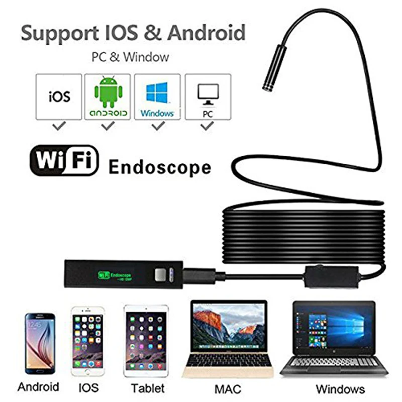 PROSTORMER wifi Endoscope Snake Camera 1200P SoftWire Borescope for Android and IOS Inspection Camera Rigid IP68 2.0 Megapixel 6