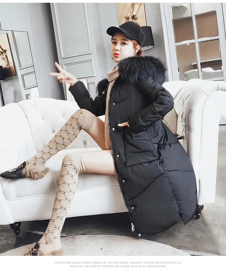 Women Winter Parkas White Coat Jackets Long Padded Jackets Hooded Big Fur Collar Parka 2018 Adjustable Waist Long Winter Coat Women AS051 (4)