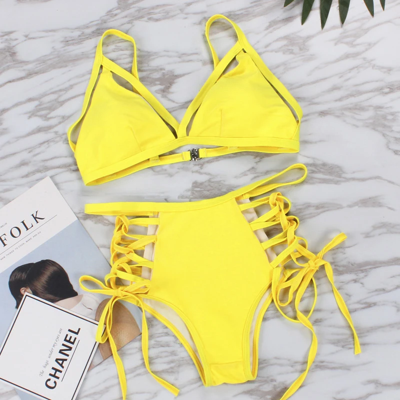 high waisted tie side bikini