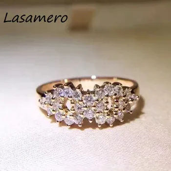 

LASAMER 0.49CT Certified Natural Diamond Ring Accents 18k Rose Gold Real Diamond Engagement Wedding Ring