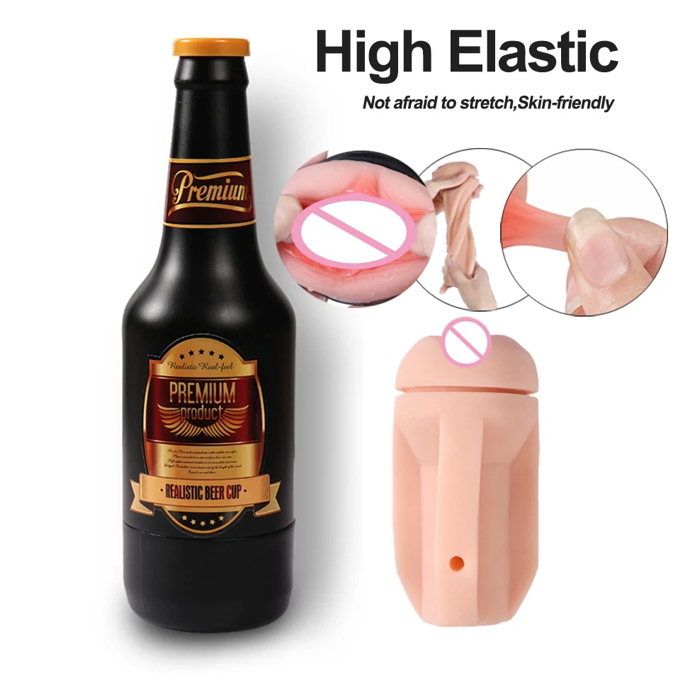 Beer Bottle Shape Male Masturbator Vagina Remote Control Vibrator Conceal Aircraft Cup Penis Orgasm Stimulation Sex Toy For Man