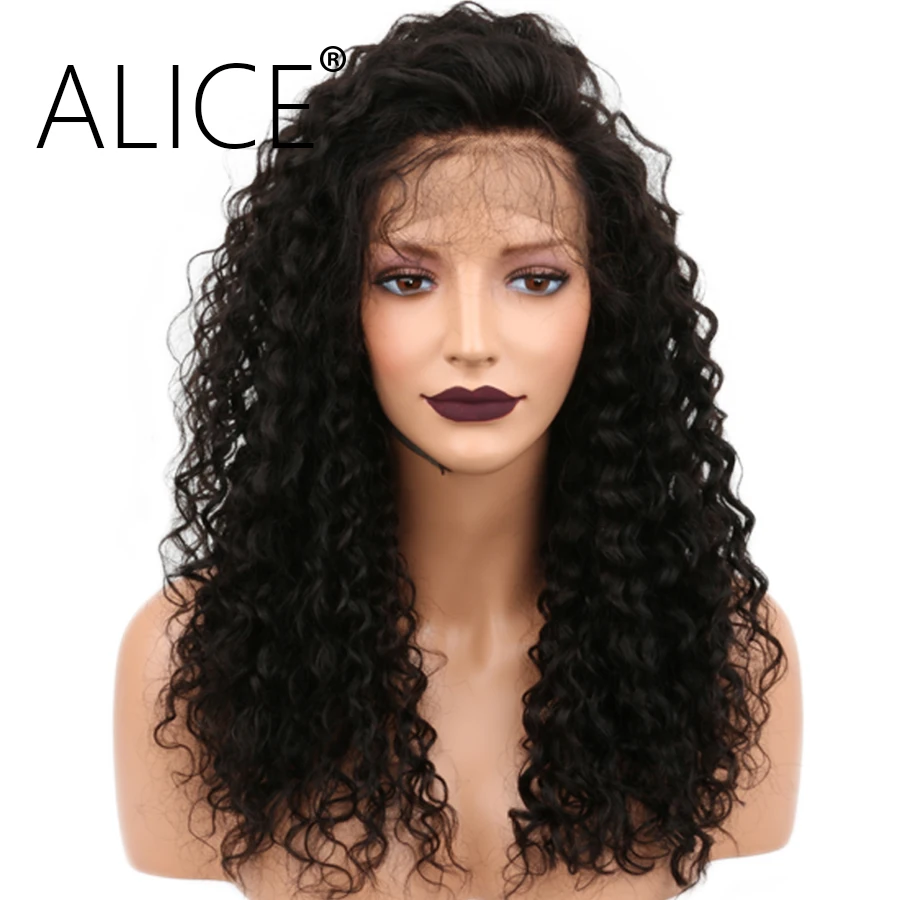 Алиса: безумие возвращается 13x4 вьющиеся Синтетические волосы на кружеве парики с детскими волосами 130% плотность Волосы remy предщипанный бесклеевой Синтетические волосы на кружеве парики из натуральных волос на кружевной короткий