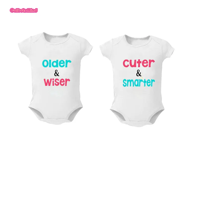Одежда для малышей; модные летние белые боди для малышей; От 0 до 12 месяцев для близнецов; одежда для маленьких мальчиков и девочек; подарок на первый день рождения для новорожденных - Цвет: older