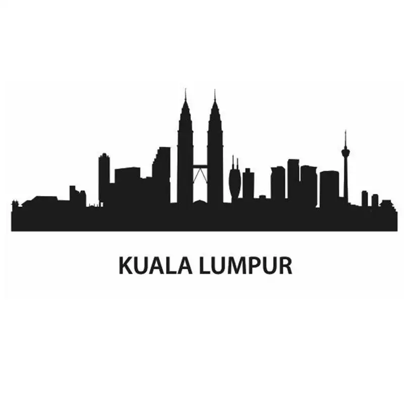 KUALA LUMPUR City Decal Landmark Skyline Wall Stickers Sketch Decals