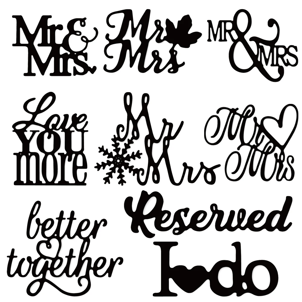 Estel Mr Mrs Love Words Металлические Стальные режущие трафареты для скрапбукинга карта