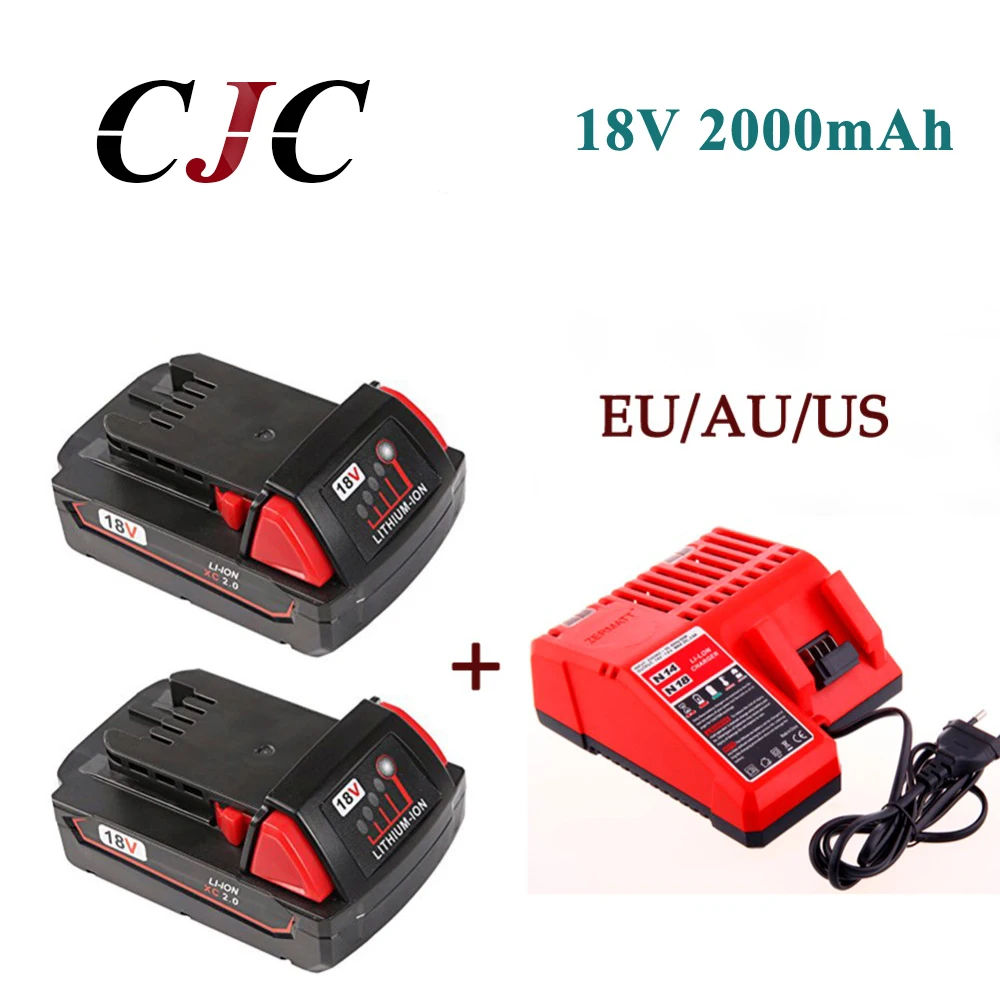 

2x High Quality 18V Li-Ion 2000mAh Replacement Power Tool Battery for Milwaukee XC 48-11-1815 +charger