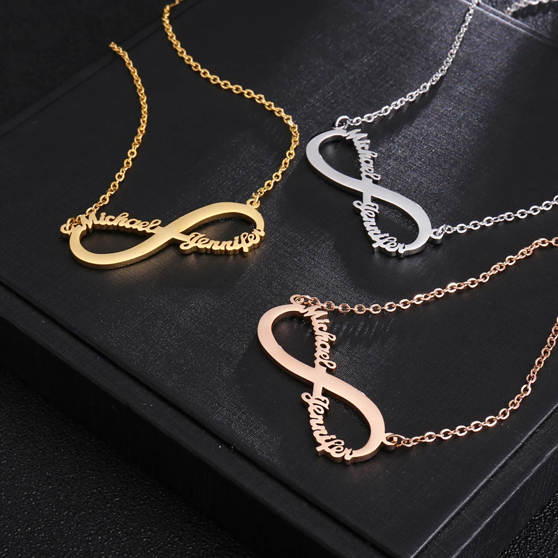 Collar de nombre personalizado infinito, colgante de oro de acero inoxidable, de personalizado, de joyería|Collares - AliExpress