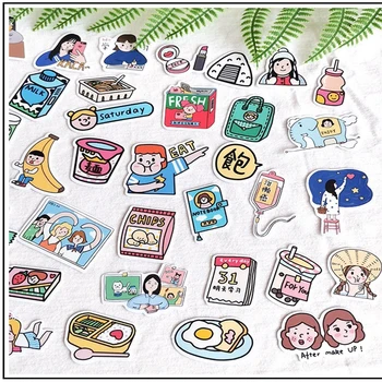 

39PCS Girl Cartoon Food Stickers DIY Scrapbooking Album journal Diary Happy Planner Decoration Stickers