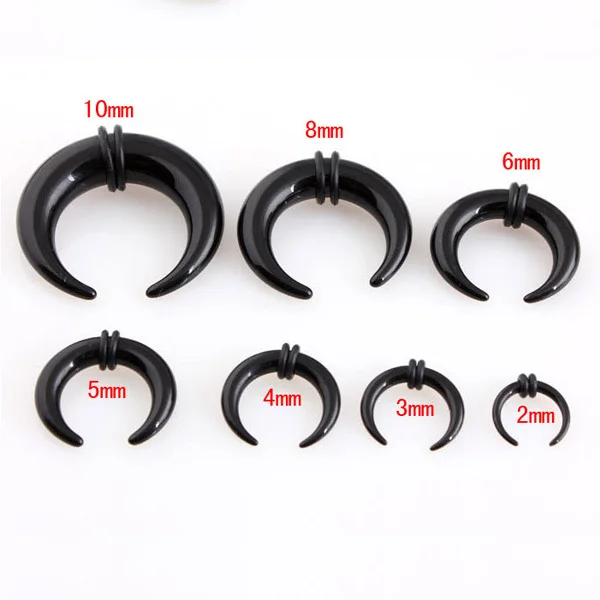 

2pcs Gauge Acrylic Buffalo Horn Taper Claw Flesh Tunnels Bull Expander Ear Stretcher Black