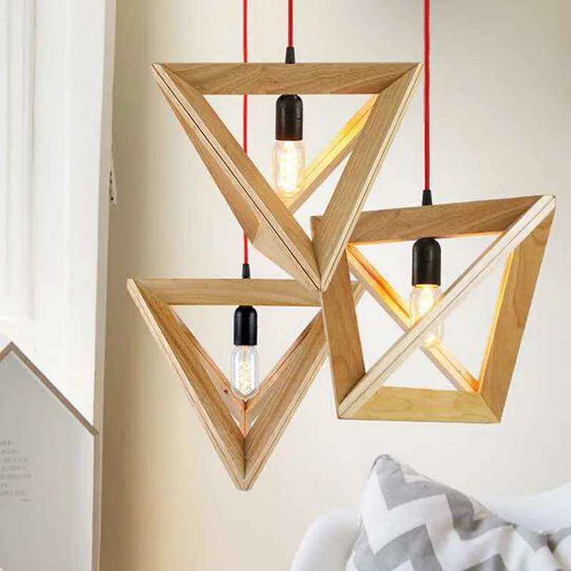 Nordic Triangle Wood Personality Creative Restaurant Pendant Light Fashion Bar Coffee Shop Decoration Light Free Shipping Nordic Triangle Wood Personality Creative Restaurant Pendant Light Fashion Bar Coffee Shop Decoration Light Free Shipping