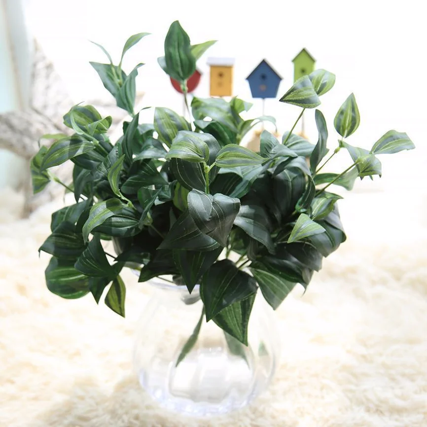 6 Branches Eyebrow Shape Simulation Maple Leaf Watermelon Leaves Silk Plants Flower Artificial