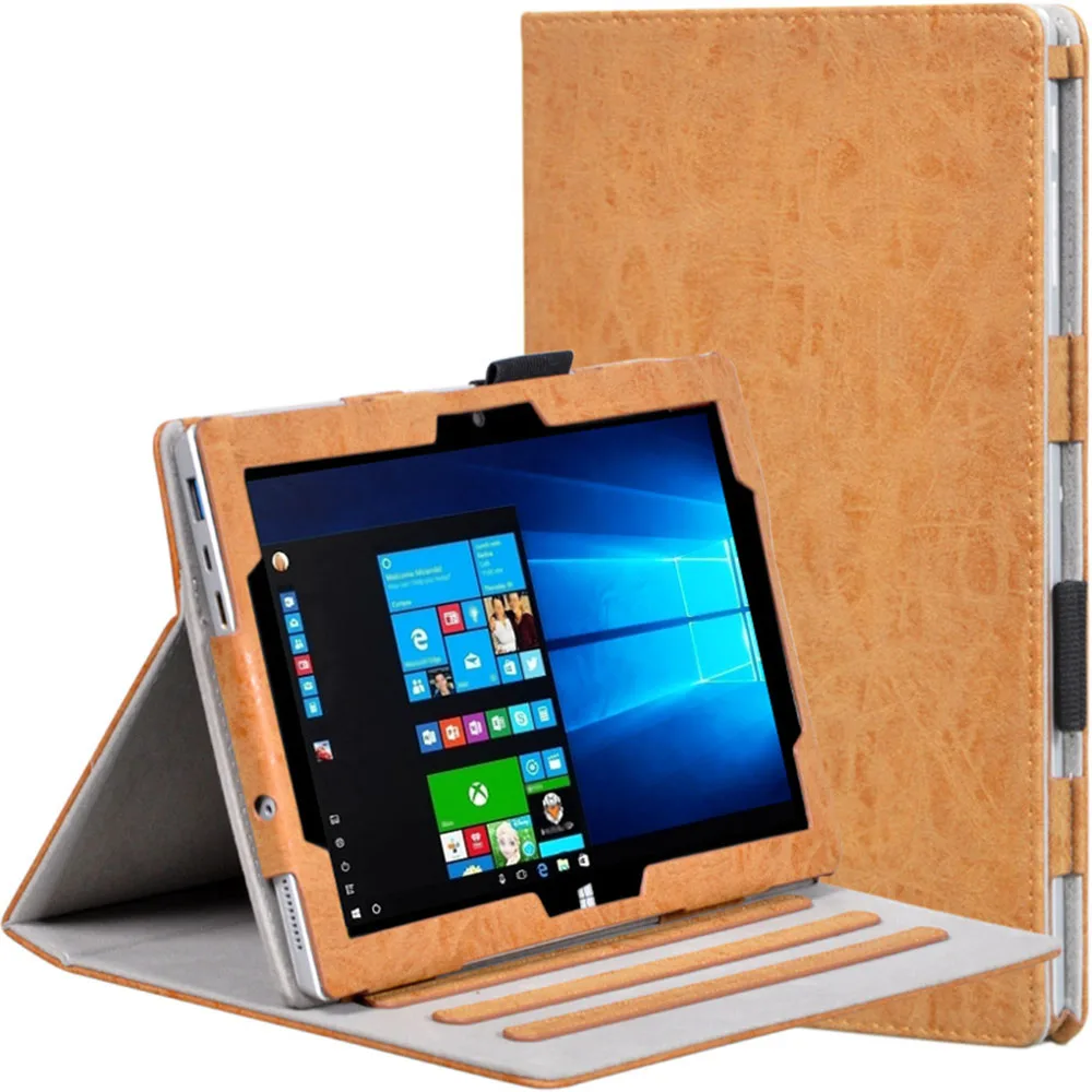 Luxury Brown PU leather Protective Folding Folio Case for Jumper EZpad