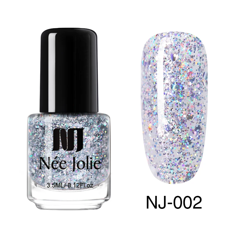 NEE JOLIE лак для ногтей Хамелеон голографическая Блестка чистый цвет мерцающий лак для ногтей Быстросохнущий лак для ногтей 48 цветов - Цвет: Sequins NJ-002