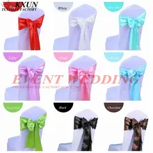 Дешевые 50 шт./лот 20 Цвет чехол для свадебного стула створки атласный тканевый галстук лента резинка-украшение отель вечерние поставки