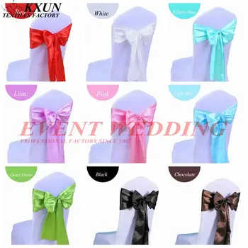 

Cheap 50pcs/lot 20 Color Wedding Chair Cover Sash Satin Fabric Bow Tie Ribbon Band Decoration Hotel Party Supplies