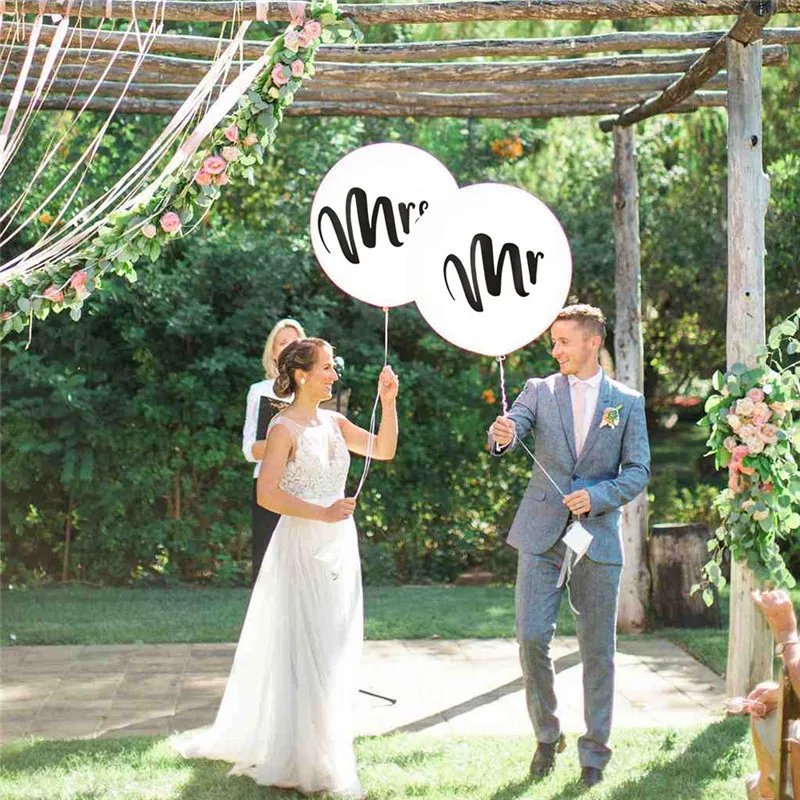

10 Pcs Round White Print Mr&Mrs Latex Balloons Bride to Be Love Engagement Hen Wedding Celebration Decor Party Supplies
