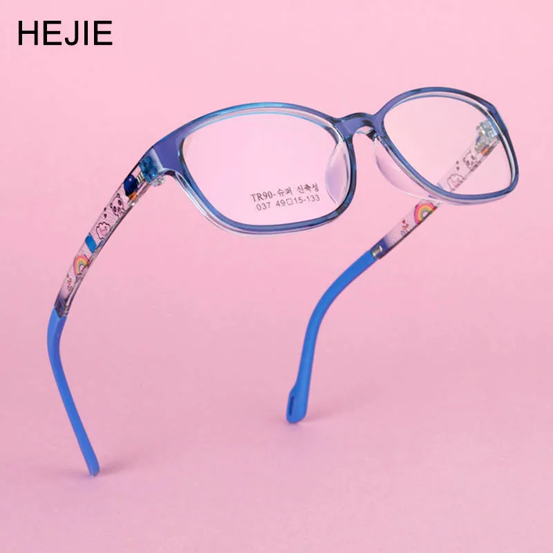 

Cute Kids TR90 Ultra Light Eyeglasses Frames Clear Lens Comfortable For Boys Girls Children With Chain Size 49-15-133mm Y1156