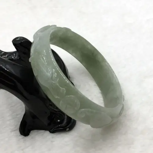 

01903 China Hand-carved Green Emerald Green Jadeite Jade Bracelet Bangle